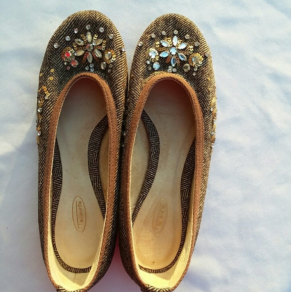 TALBOTS Women's Tweed Jeweled Slip-on Flats - Picture 1 of 7